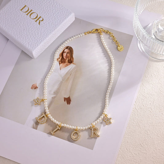 Pearl Gold Letter Necklace XLA218