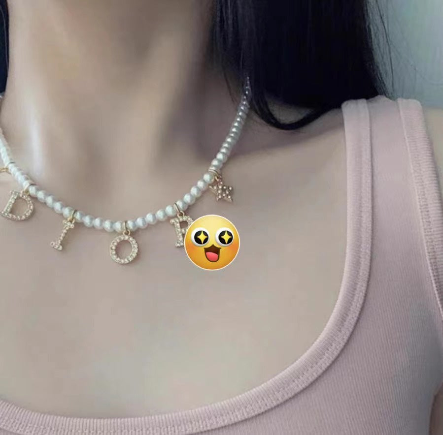 Pearl Gold Letter Necklace XLA218