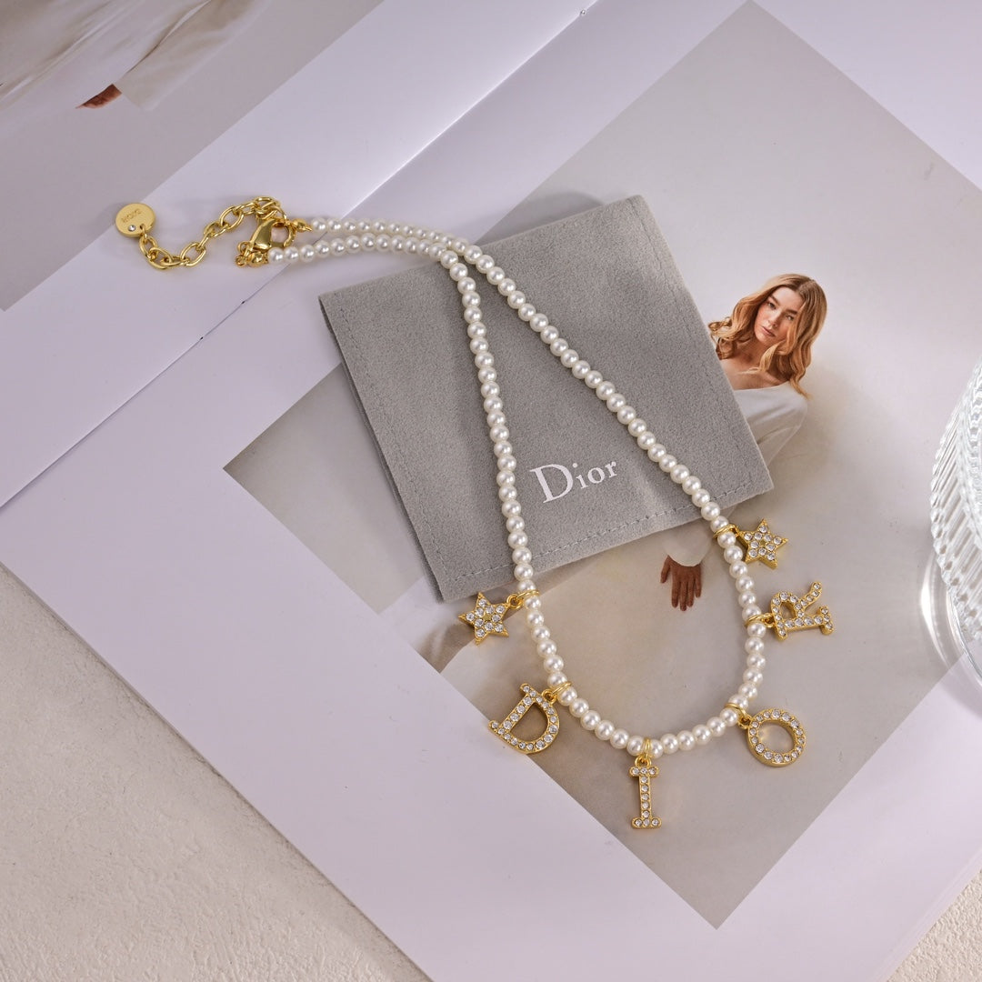 Pearl Gold Letter Necklace XLA218