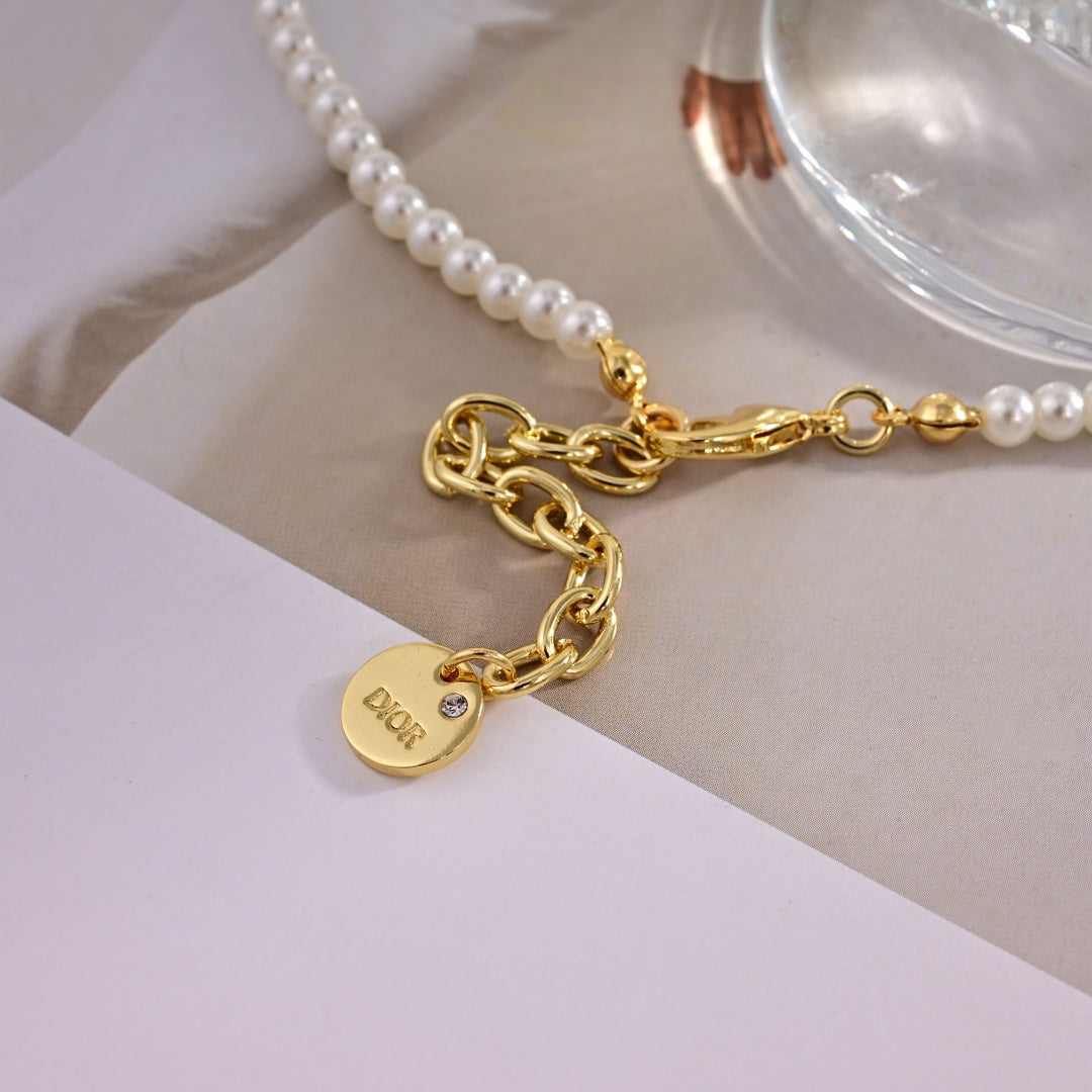 Pearl Gold Letter Necklace XLA218