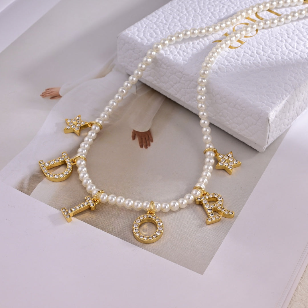 Pearl Gold Letter Necklace XLA218