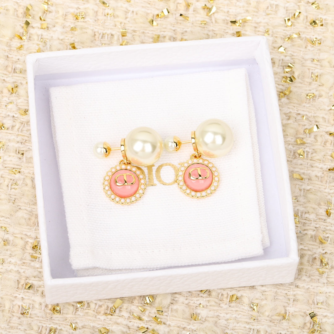 golden glass bead double bead earrings eha347