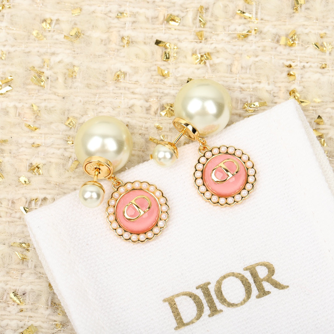 golden glass bead double bead earrings eha347