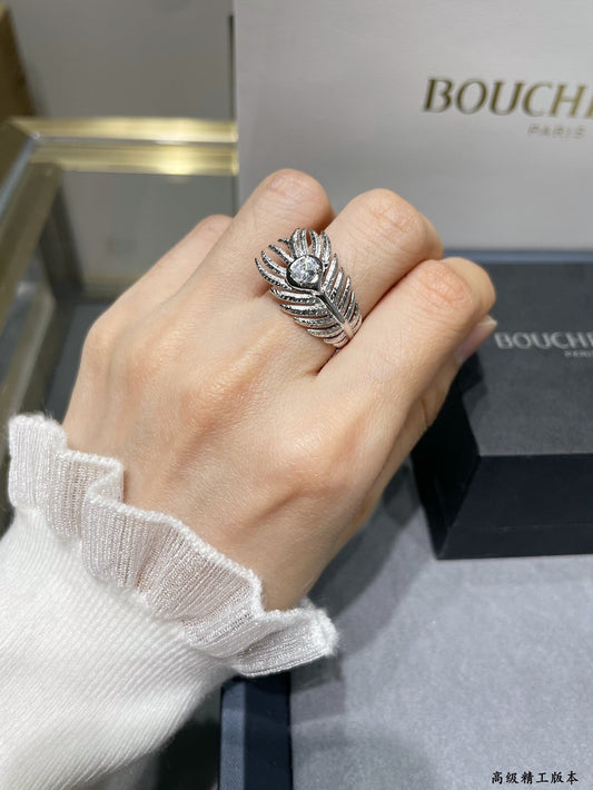 v gold silver smooth feather ring jza91