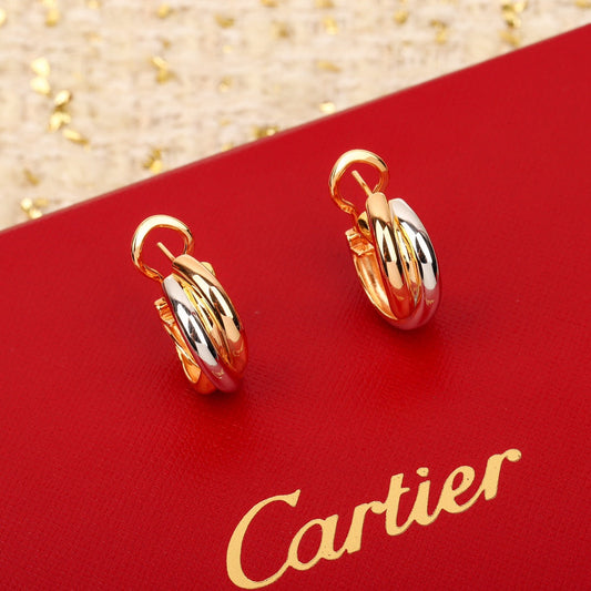 three color circular ring gold earrings eha293