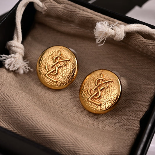 YSL round yellow gold earrings EHA798