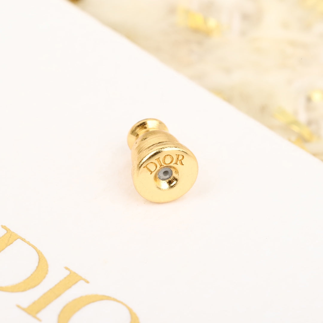 golden glass bead pearl earrings eha349