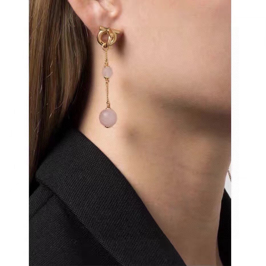 gradient color burst bead wave long earrings eha344