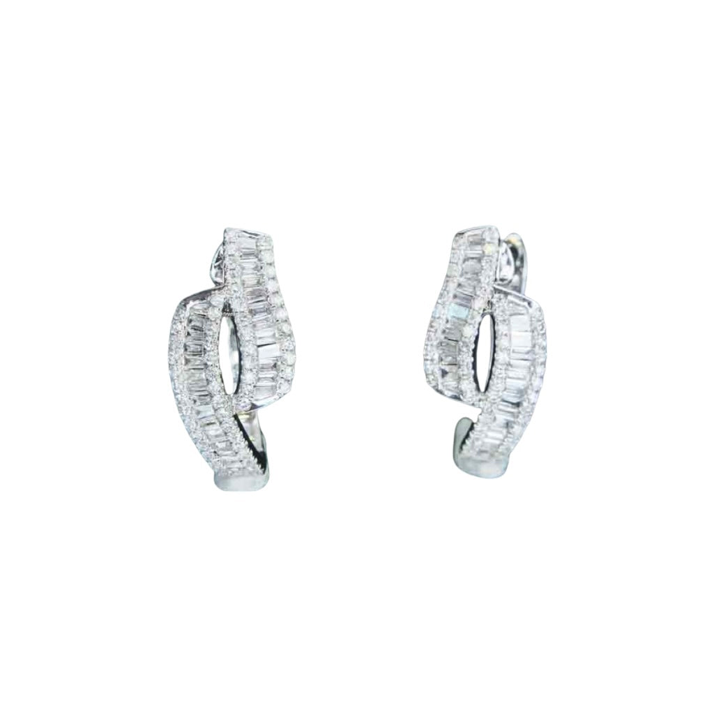 silver cross inlaid ladder square diamond earrings eha574