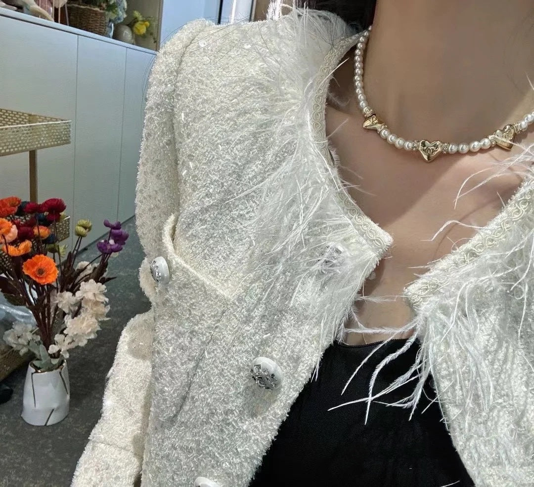 Pearl heart choker necklace XLA245