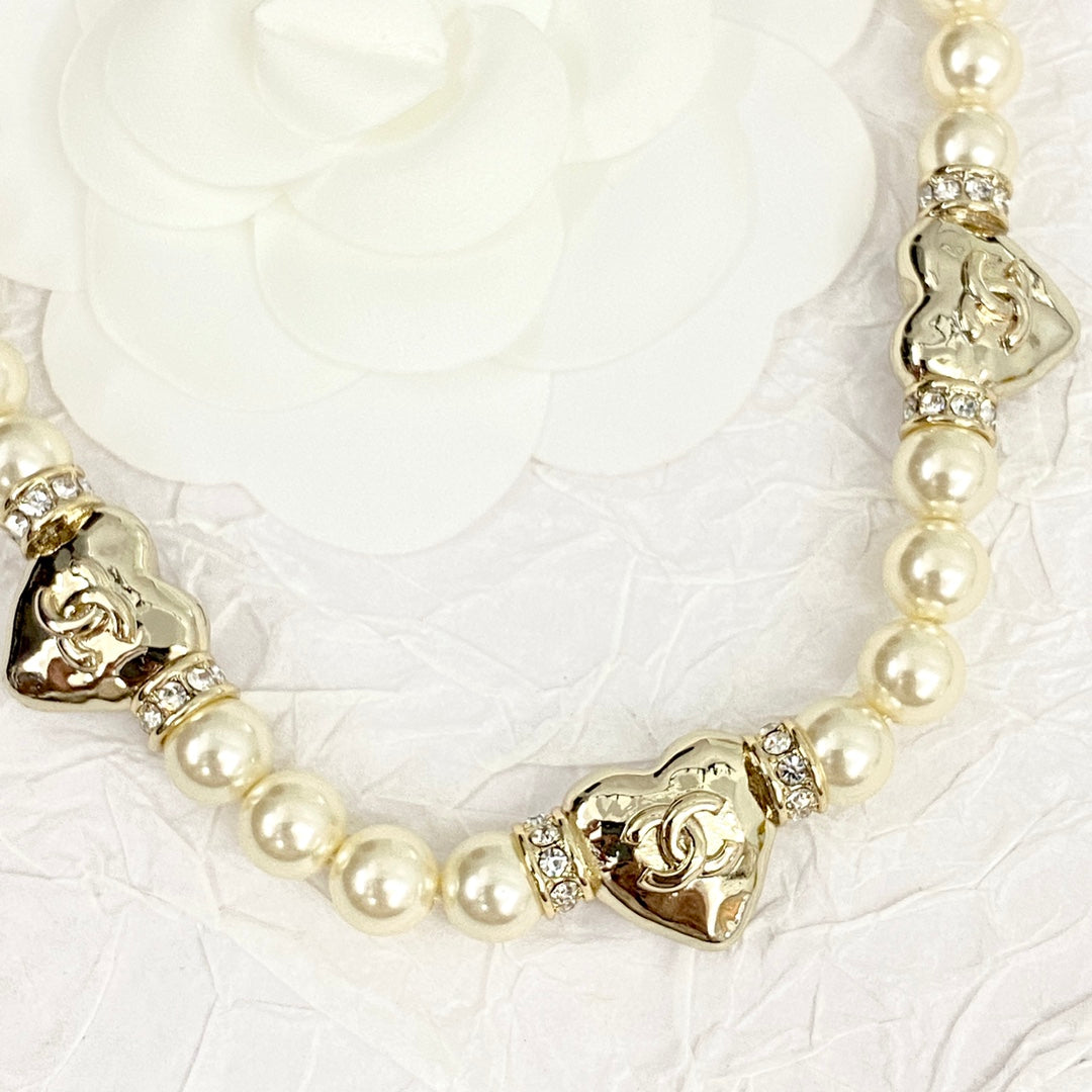 Pearl heart choker necklace XLA245