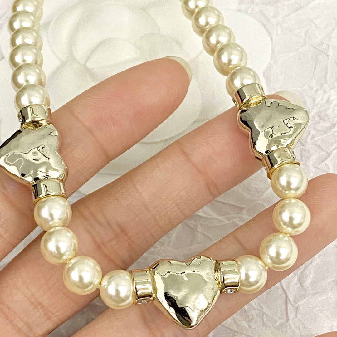 Pearl heart choker necklace XLA245