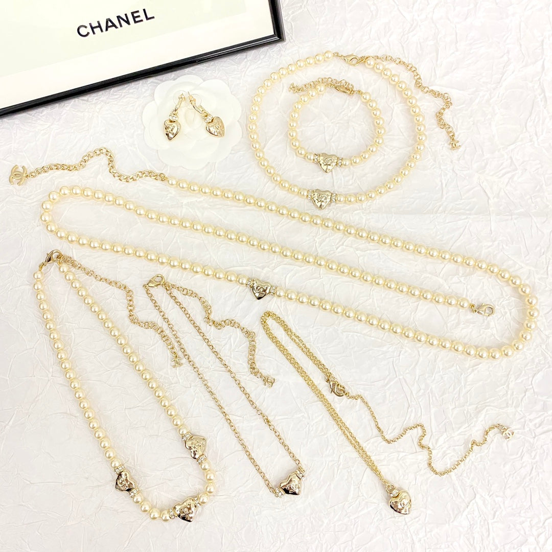 Pearl heart choker necklace XLA245