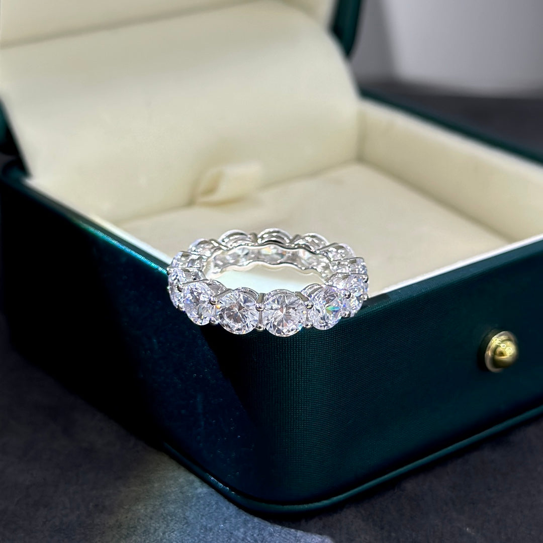 tf round diamond full diamond pure silver ring jza101