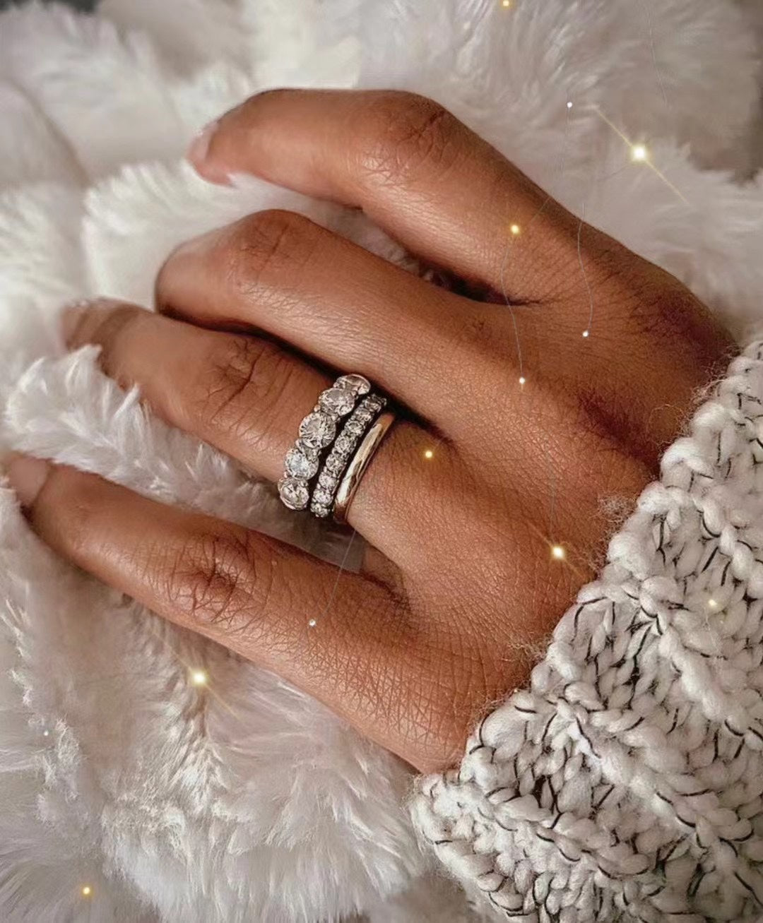 tf round diamond full diamond pure silver ring jza101