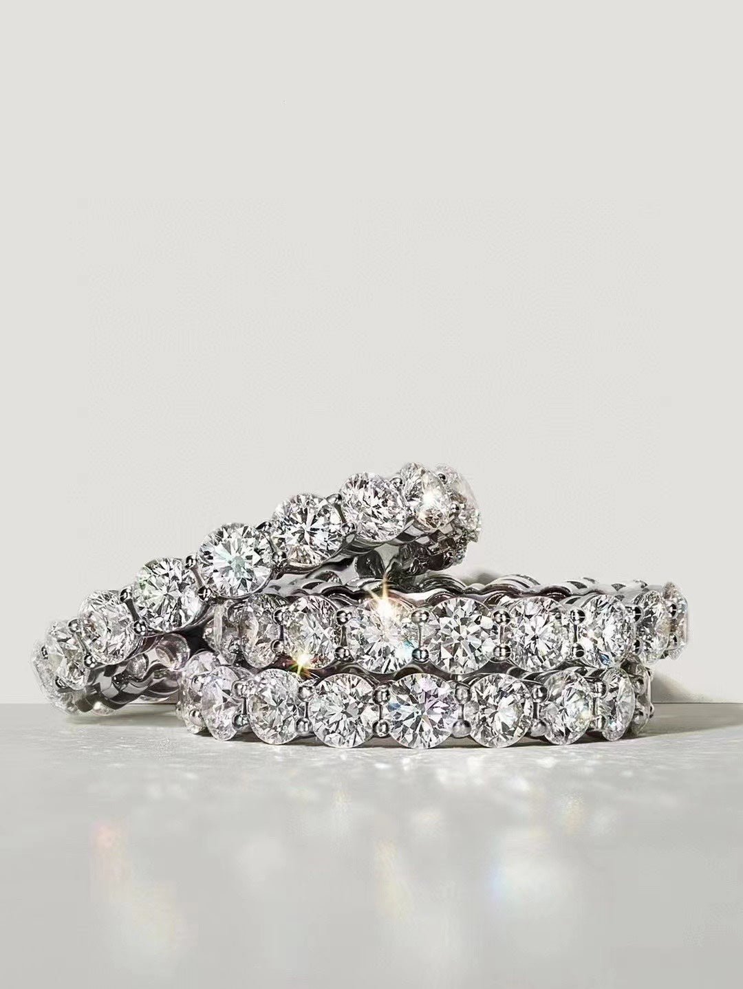 tf round diamond full diamond pure silver ring jza101