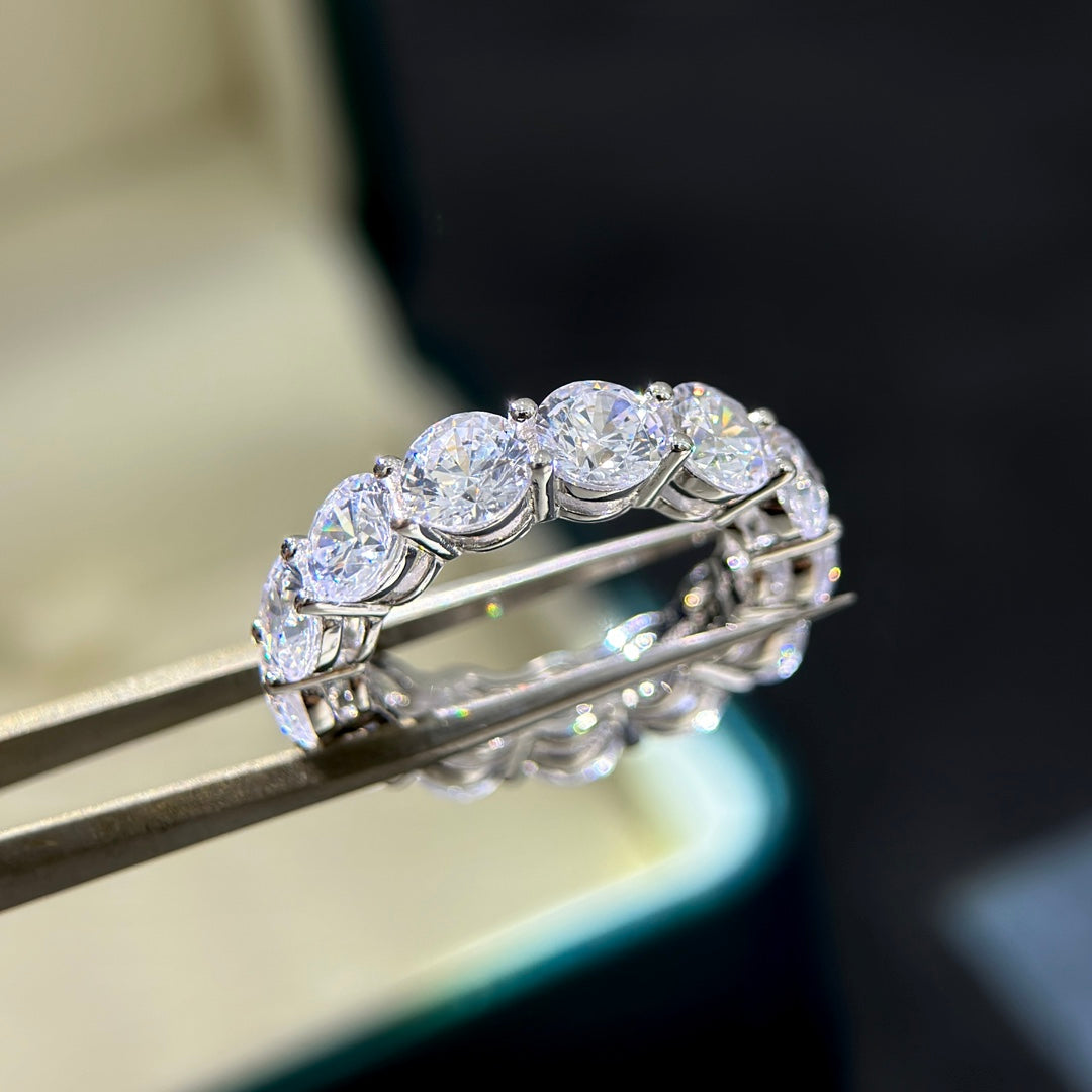 tf round diamond full diamond pure silver ring jza101