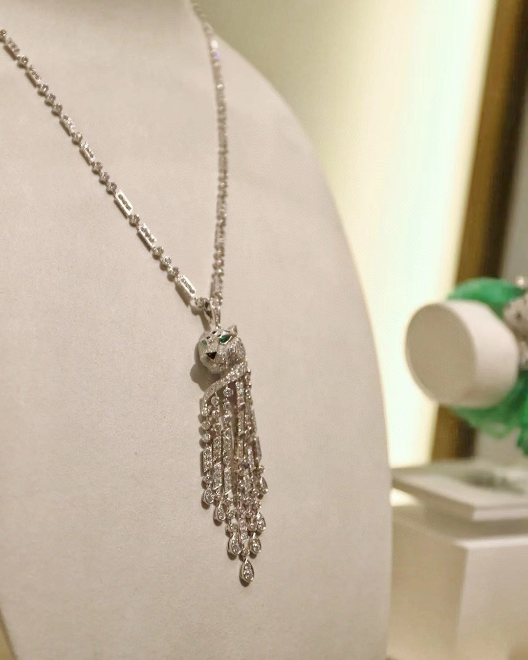 Silver tassel leopard necklace XLA474