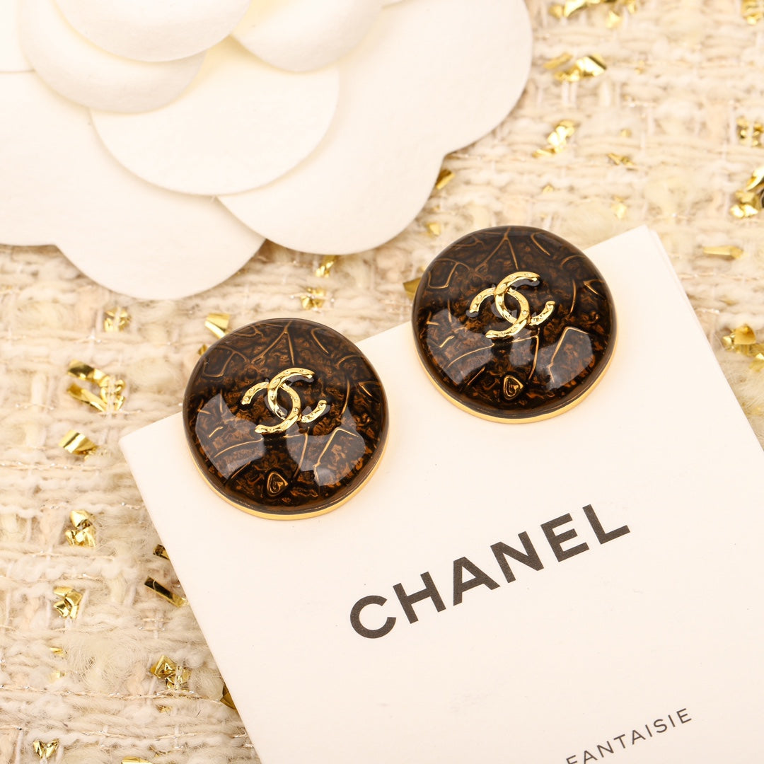 CHA semi transparent enamel round earrings EHA296