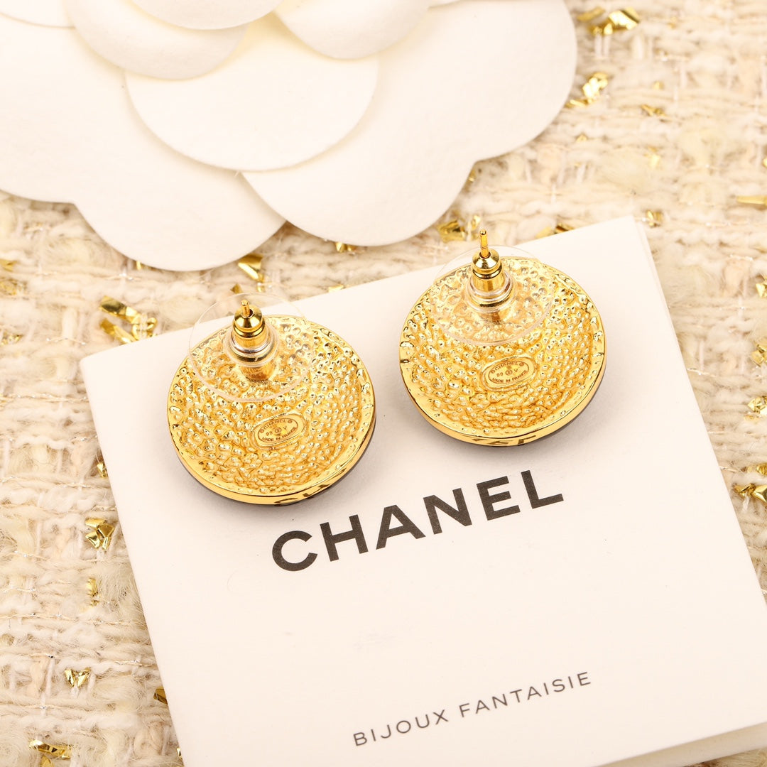 CHA semi transparent enamel round earrings EHA296