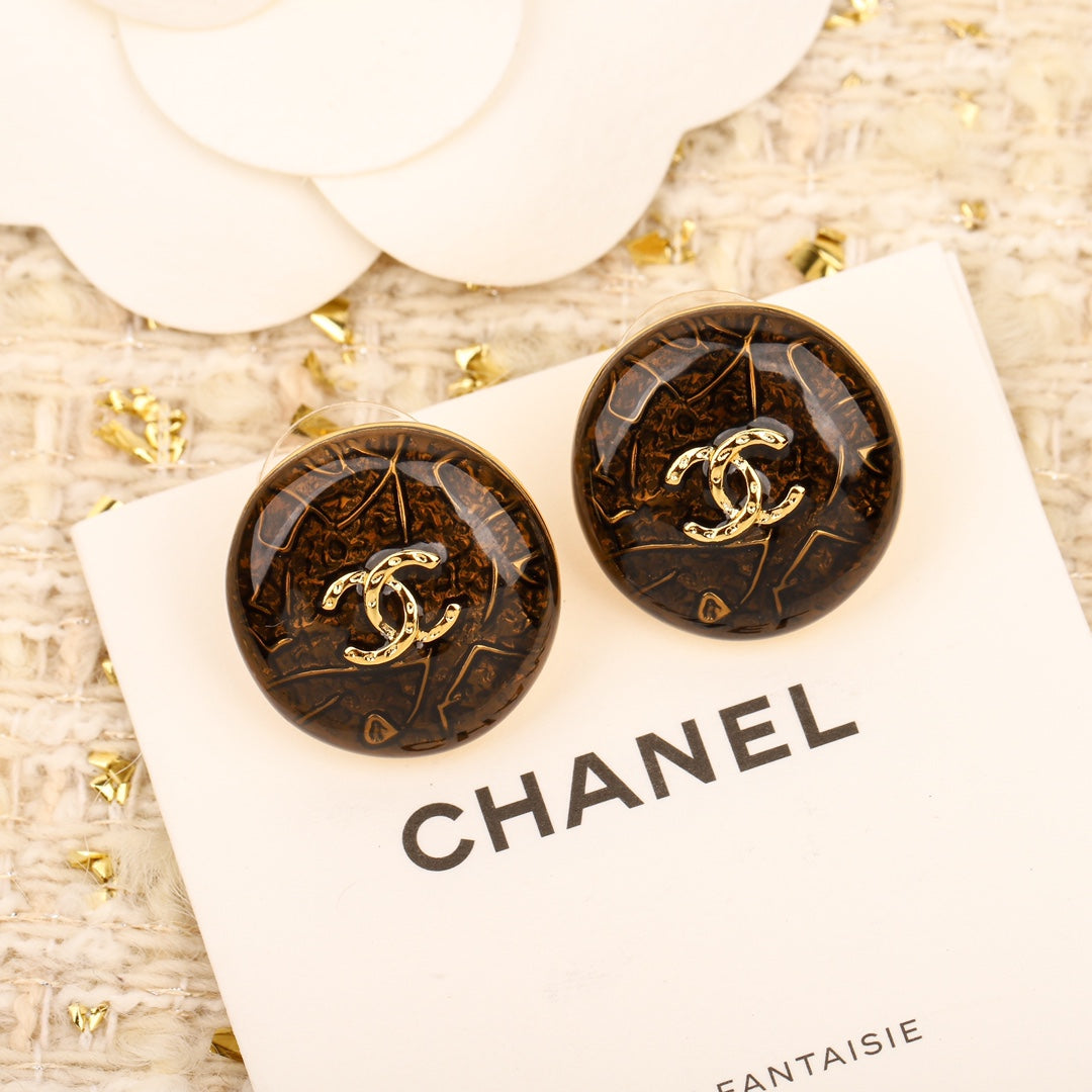 CHA semi transparent enamel round earrings EHA296