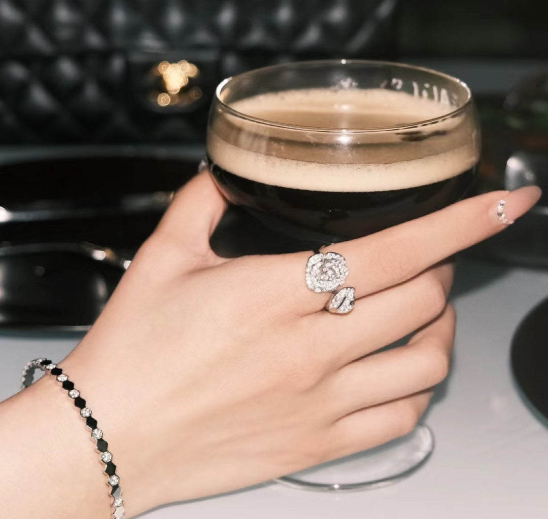 silver rose vine open ring jza89