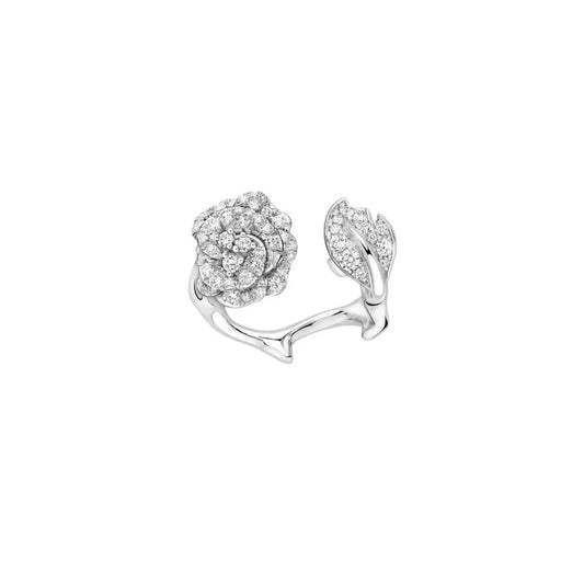 silver rose vine open ring jza89