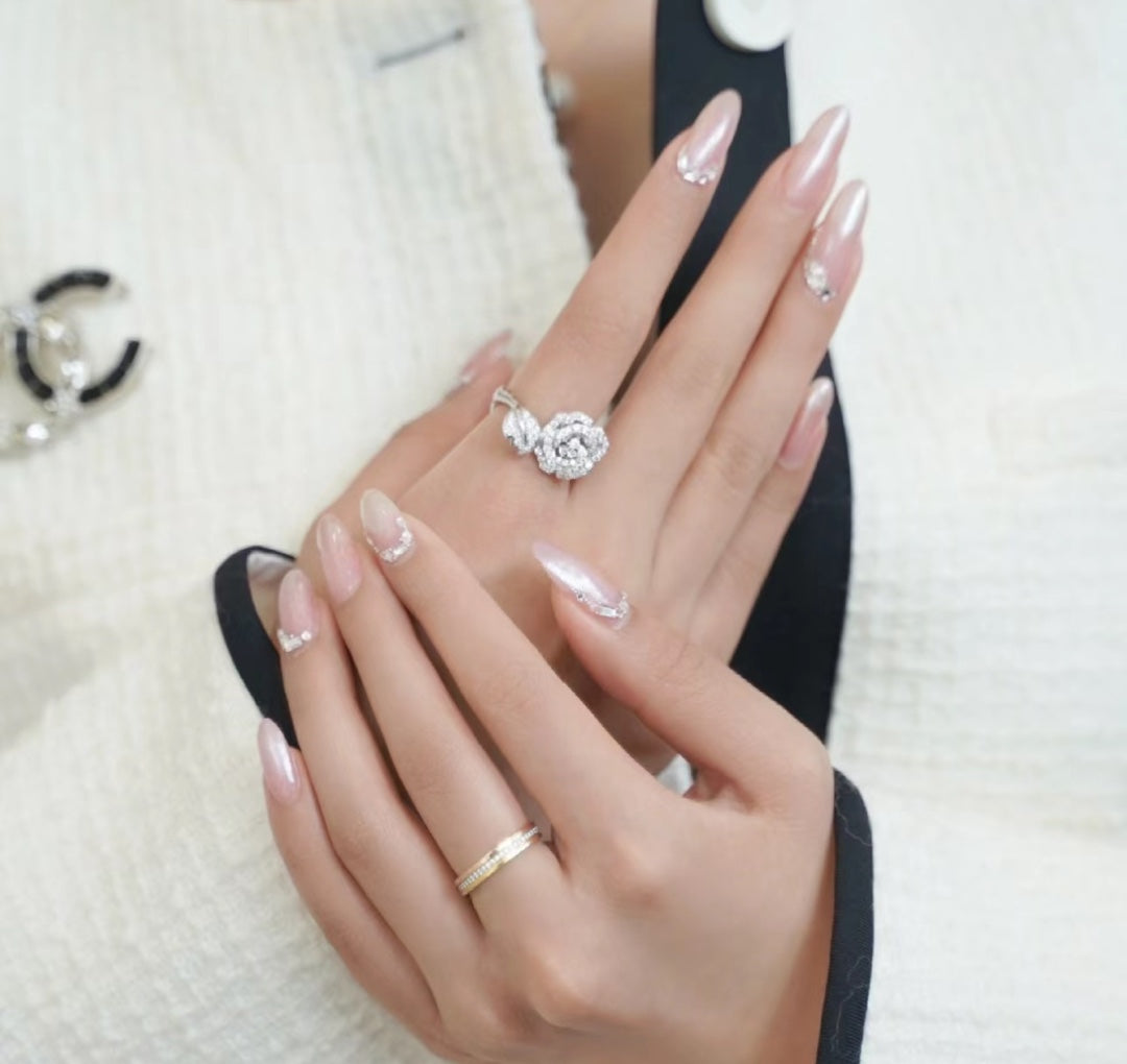 silver rose vine open ring jza89