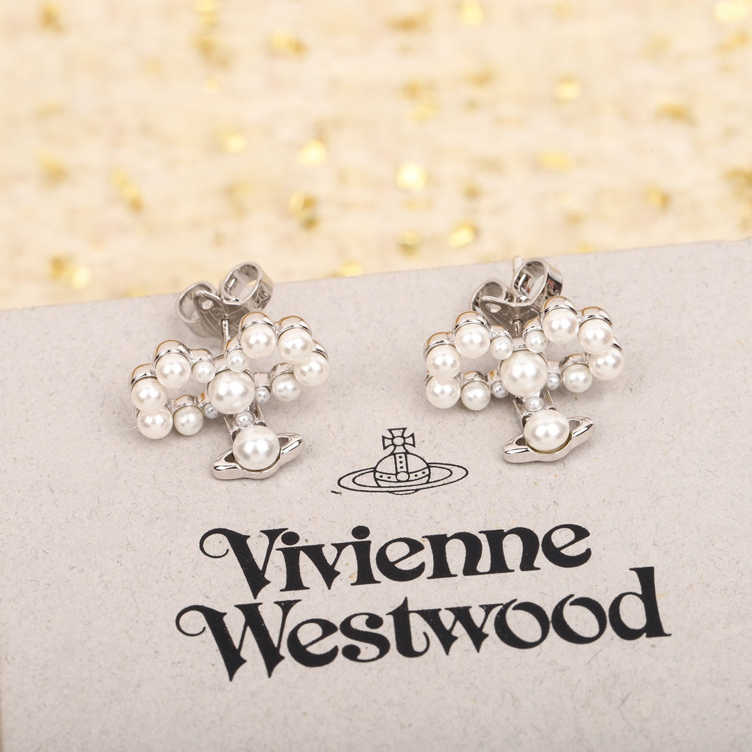 silver rotating bead bow earrings eha276