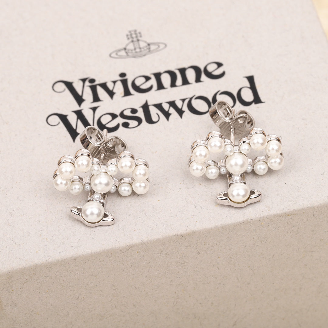 silver rotating bead bow earrings eha276
