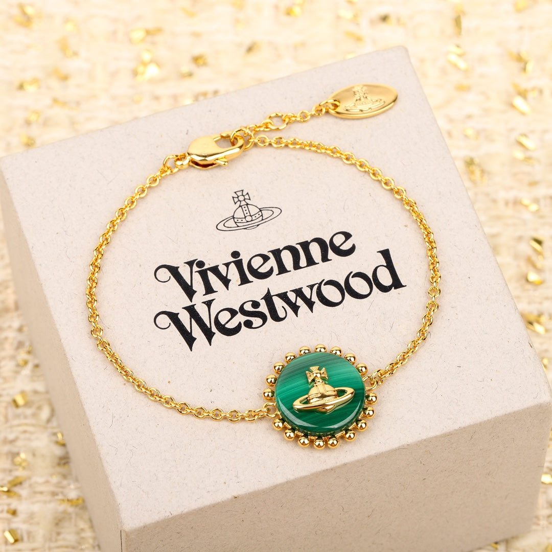 Golden Round Brand Peacock Stone Green Beimu Happy Planet Bracelet SLA120