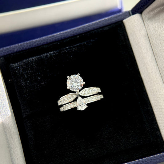 p two in one five row diamond sterling silver ring jza114