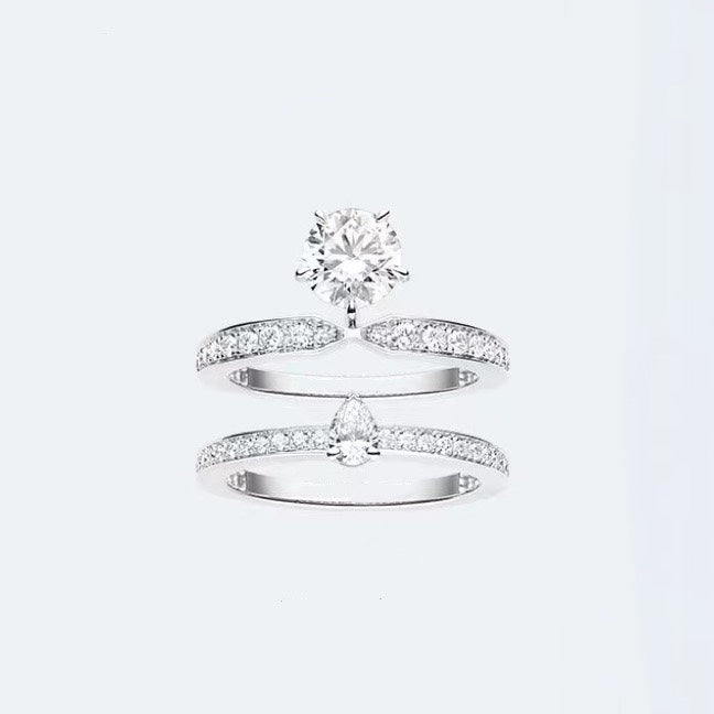 p two in one five row diamond sterling silver ring jza114