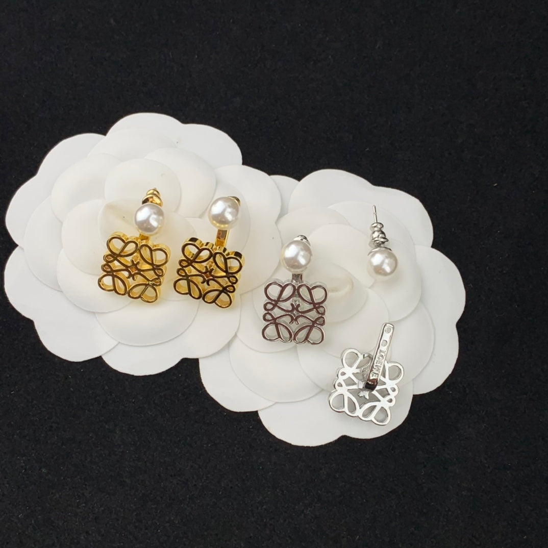 pearl hanging directional hollow earrings eha363