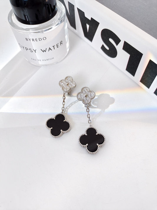 18k rose gold clover grey beimu earrings eha388