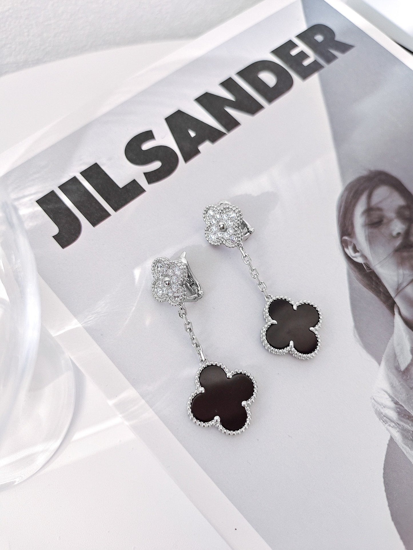 18k rose gold clover grey beimu earrings eha388