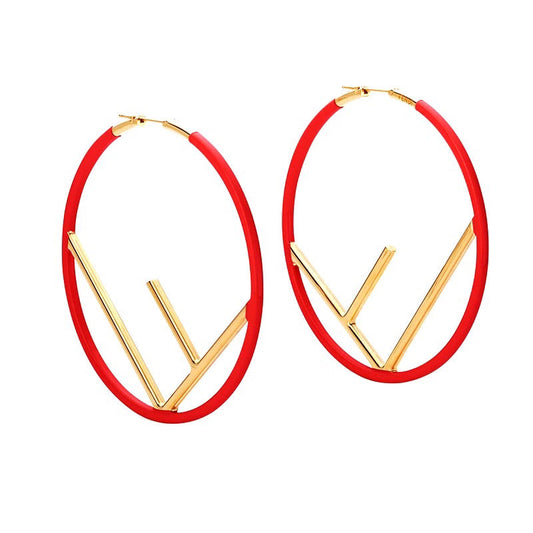 FD Red Hollow Circular Earrings EHA310