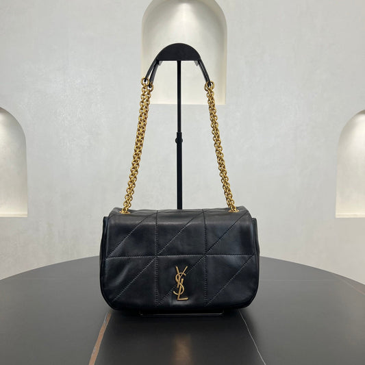 25cm black gold chain leather jamie crossbody single shoulder