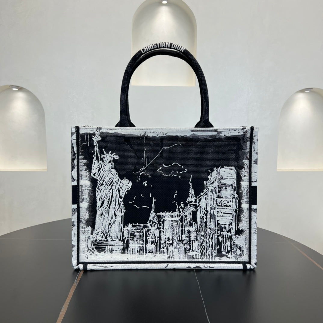 36cm Tote Old Flower Black and White Single Shoulder Handbag Bag 286728