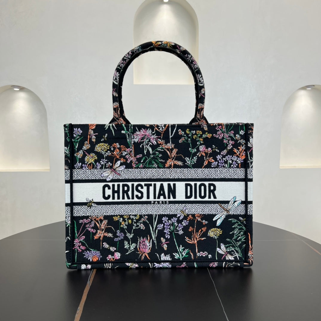 dior 36cm black tote old flower handbag shoulder bag 286995