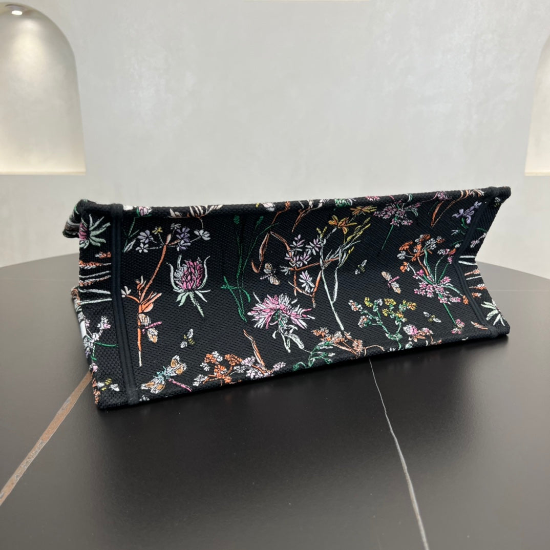 dior 36cm black tote old flower handbag shoulder bag 286995