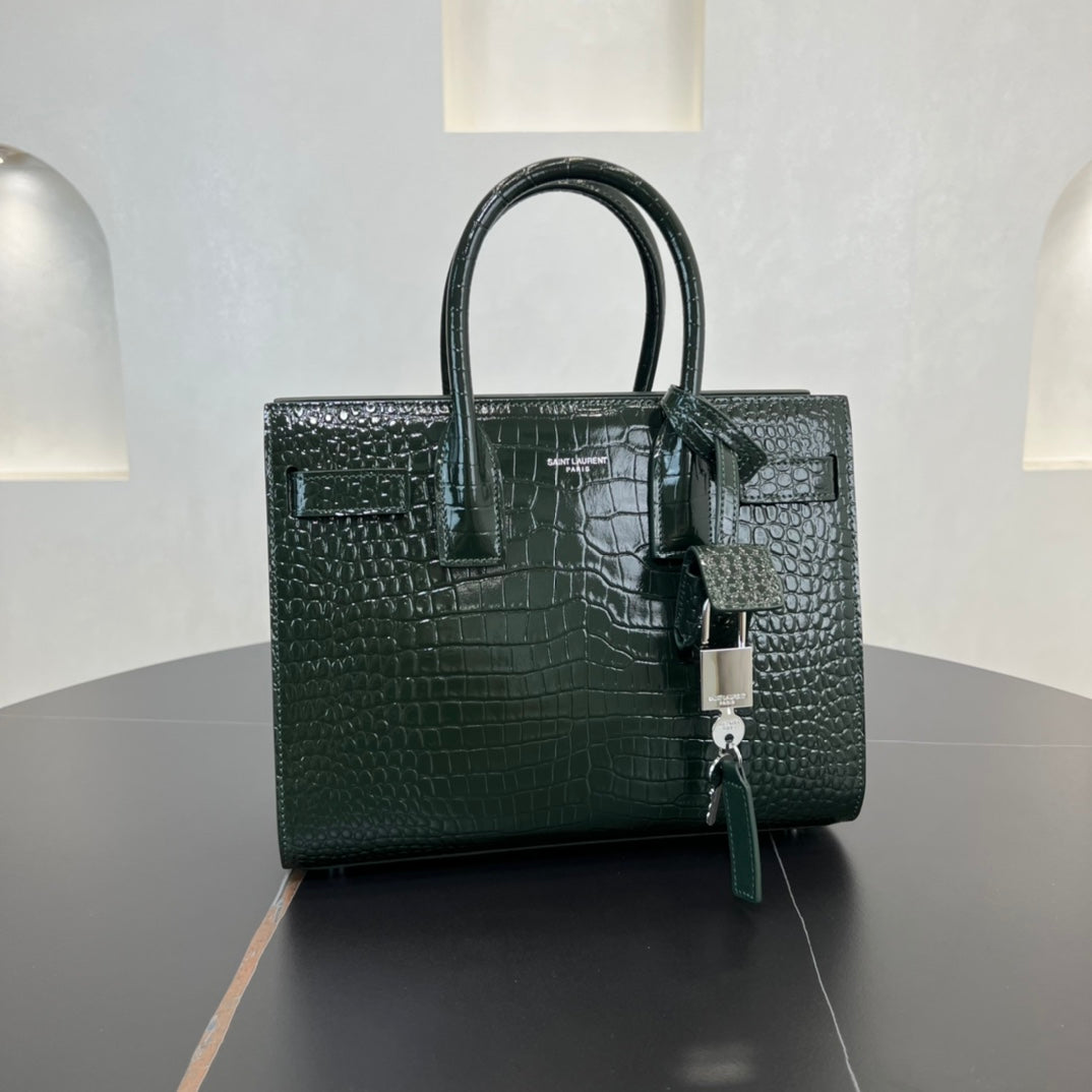 YSL 26cm Crocodile Genuine Leather Organ Handbag 421863