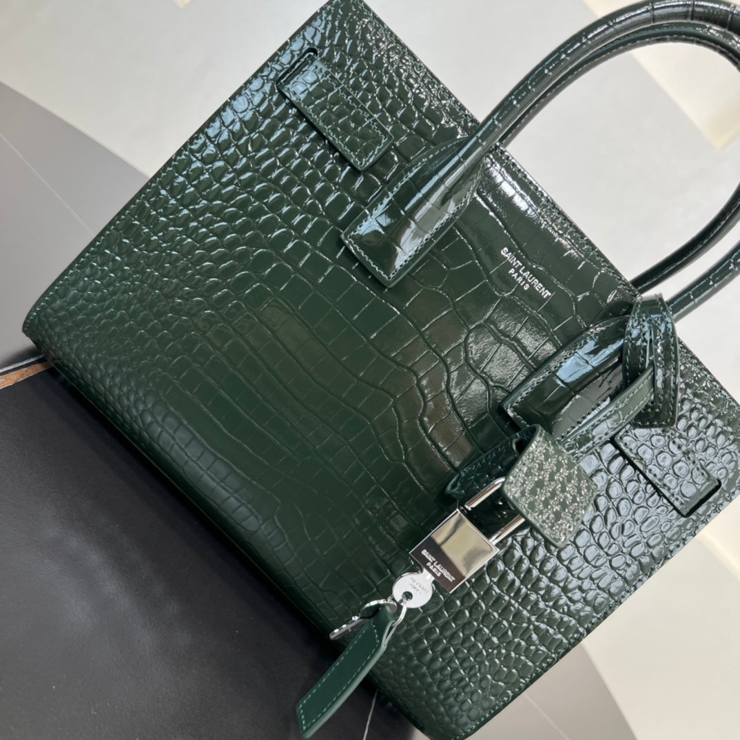 YSL 26cm Crocodile Genuine Leather Organ Handbag 421863