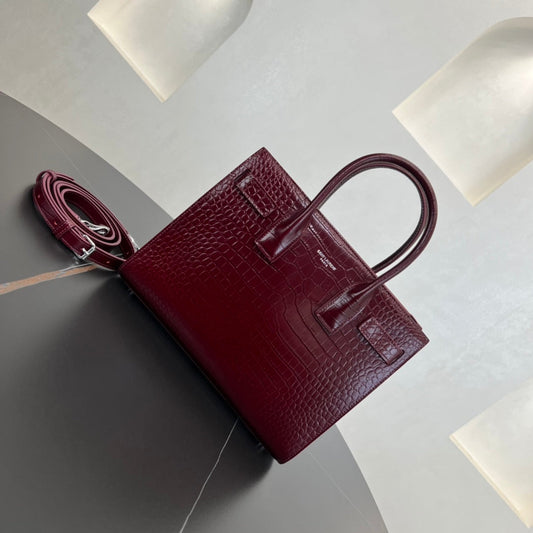 SAINT LAURENT 26cm WINE Red Organ Shoulder Bag 421863