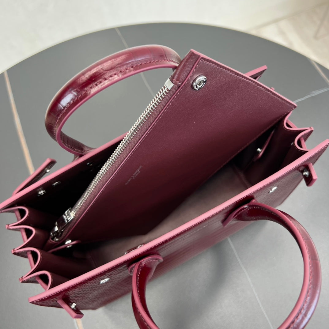 SAINT LAURENT 26cm WINE Red Organ Shoulder Bag 421863