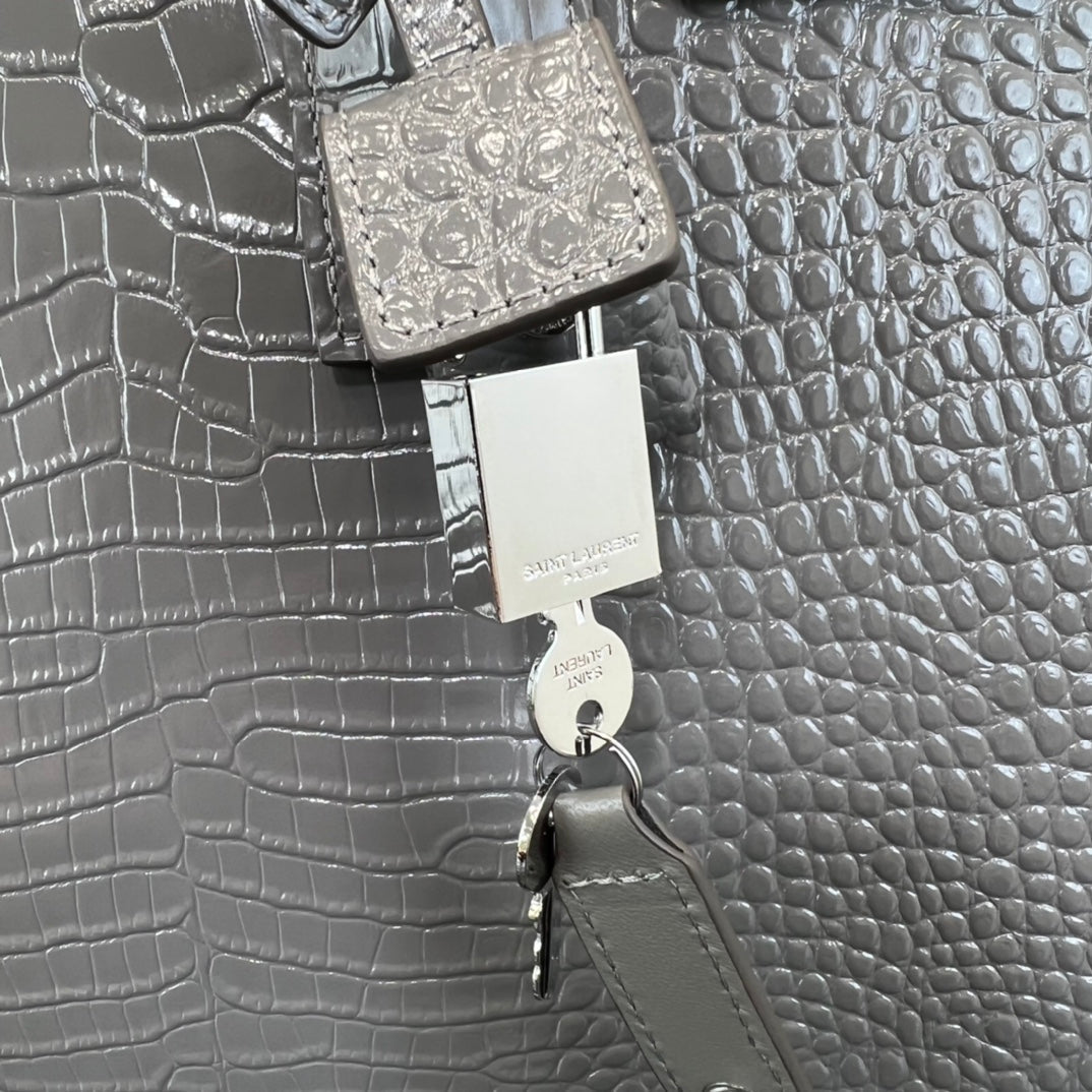 YSL 32CM DE JOUR Large Crocodile Pattern Cross Shoulder Bag 378299