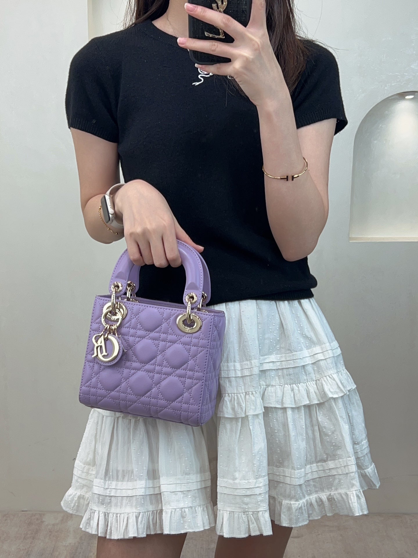 17cm purple princess 3 grid matte shoulder tote bag 282257