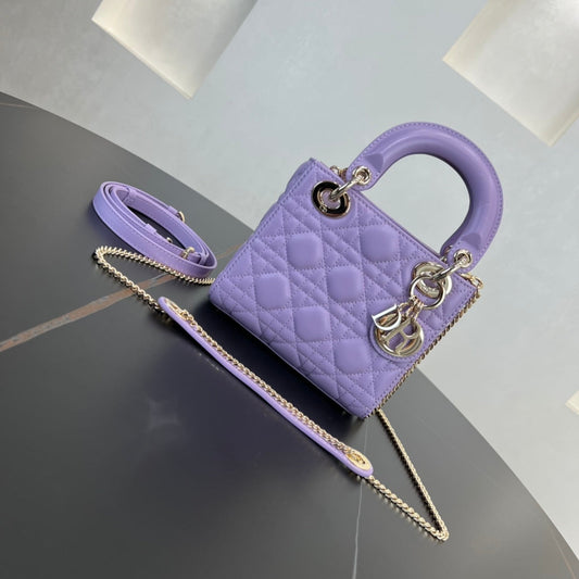 17cm purple princess 3 grid matte shoulder tote bag 282257