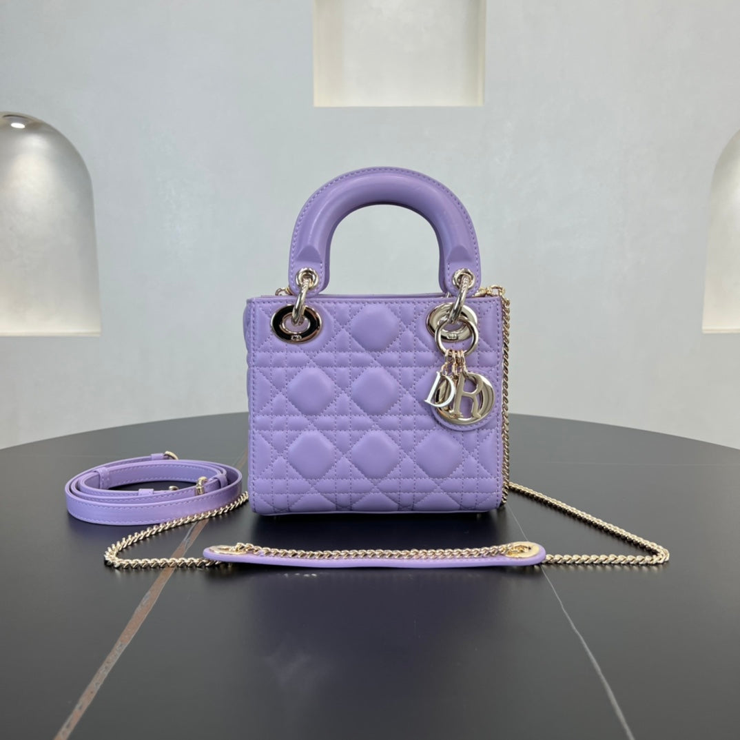 17cm purple princess 3 grid matte shoulder tote bag 282257