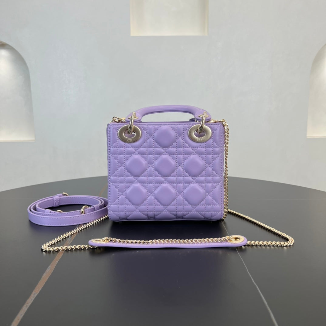 17cm purple princess 3 grid matte shoulder tote bag 282257